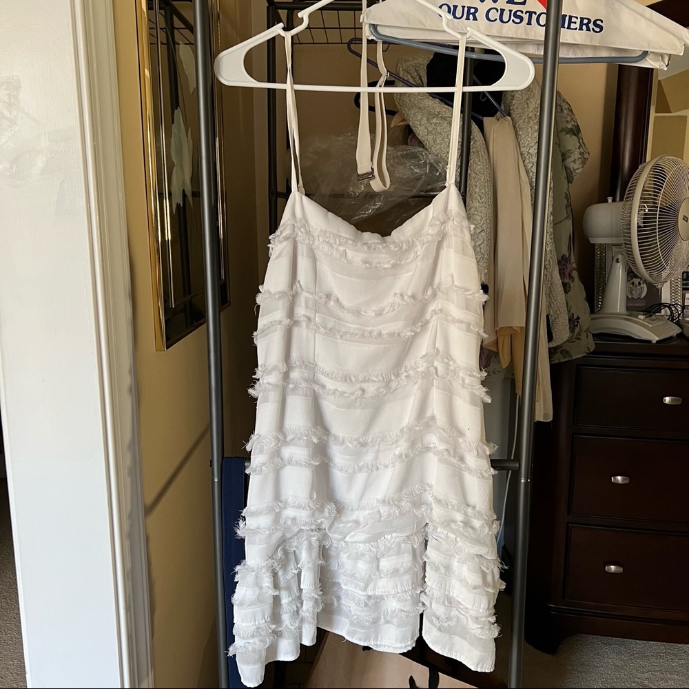 White Ruffle Mini Dress